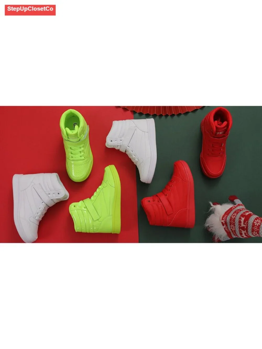 Retro High Top Sneakers Hidden Wedge Heels Lace Up Ankle Support Women's Shoes
